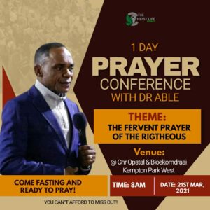 Ministry Wide Prayer Conference Sunday 21 March
